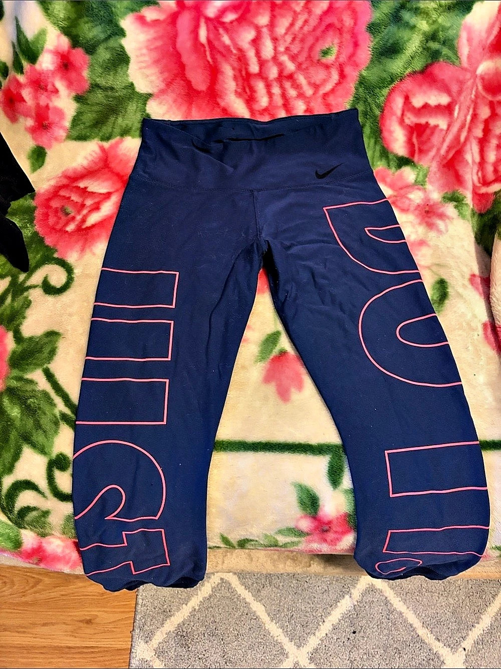 Nike Dri-FIT One Legend Pant Women's Geometric Leggings Blue & Pink Medium